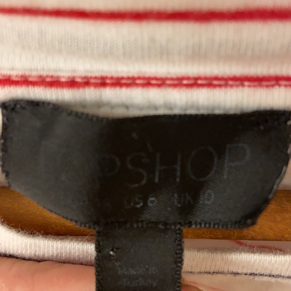 Topshop Red Navy and White Striped Crop Pas De Garçons Baby Tee - Picture 6 of 6
